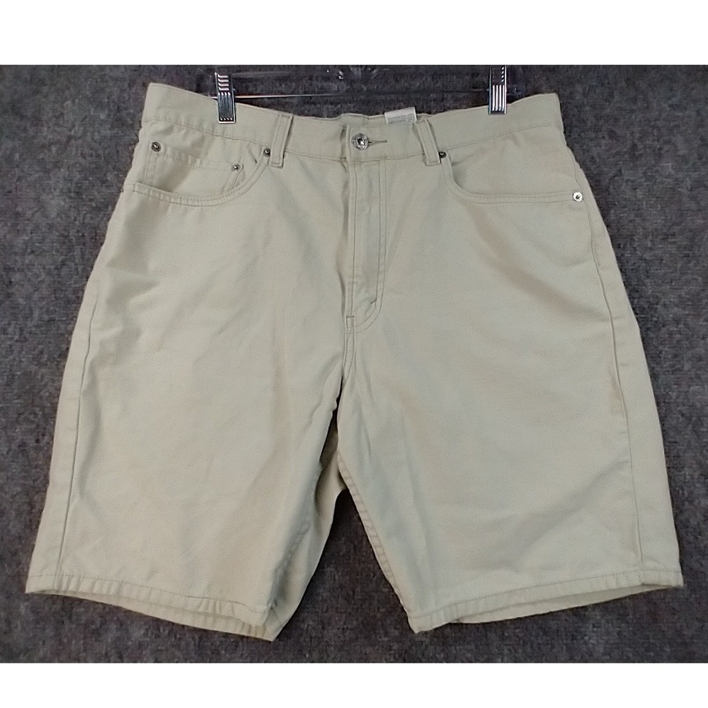 Levis 505 Regular Fit Denim Shorts Mens 36 Beige Tan Khaki Cotton 5-Pocket‎